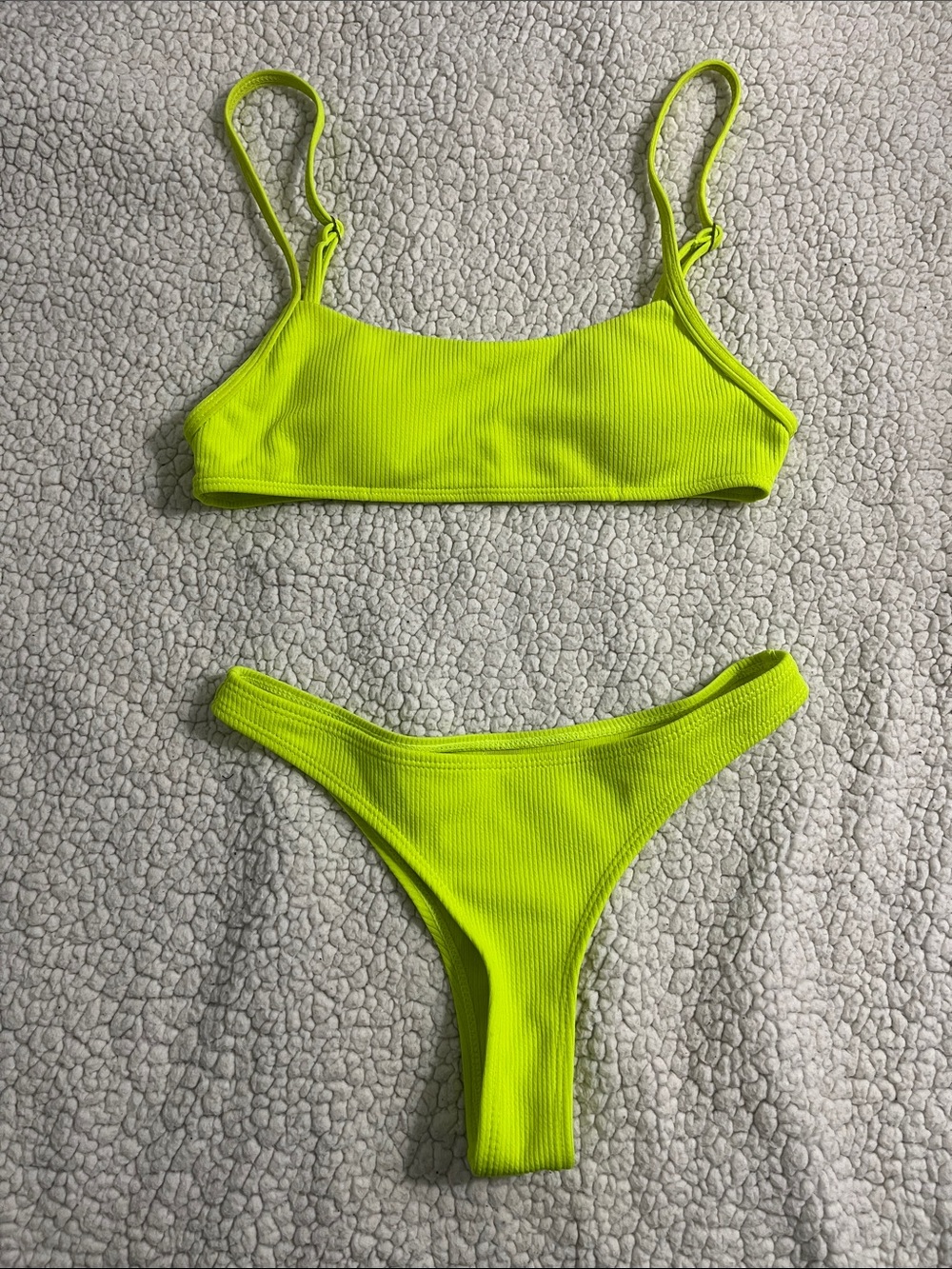 Neon Lime Ribbed Bikini Set
